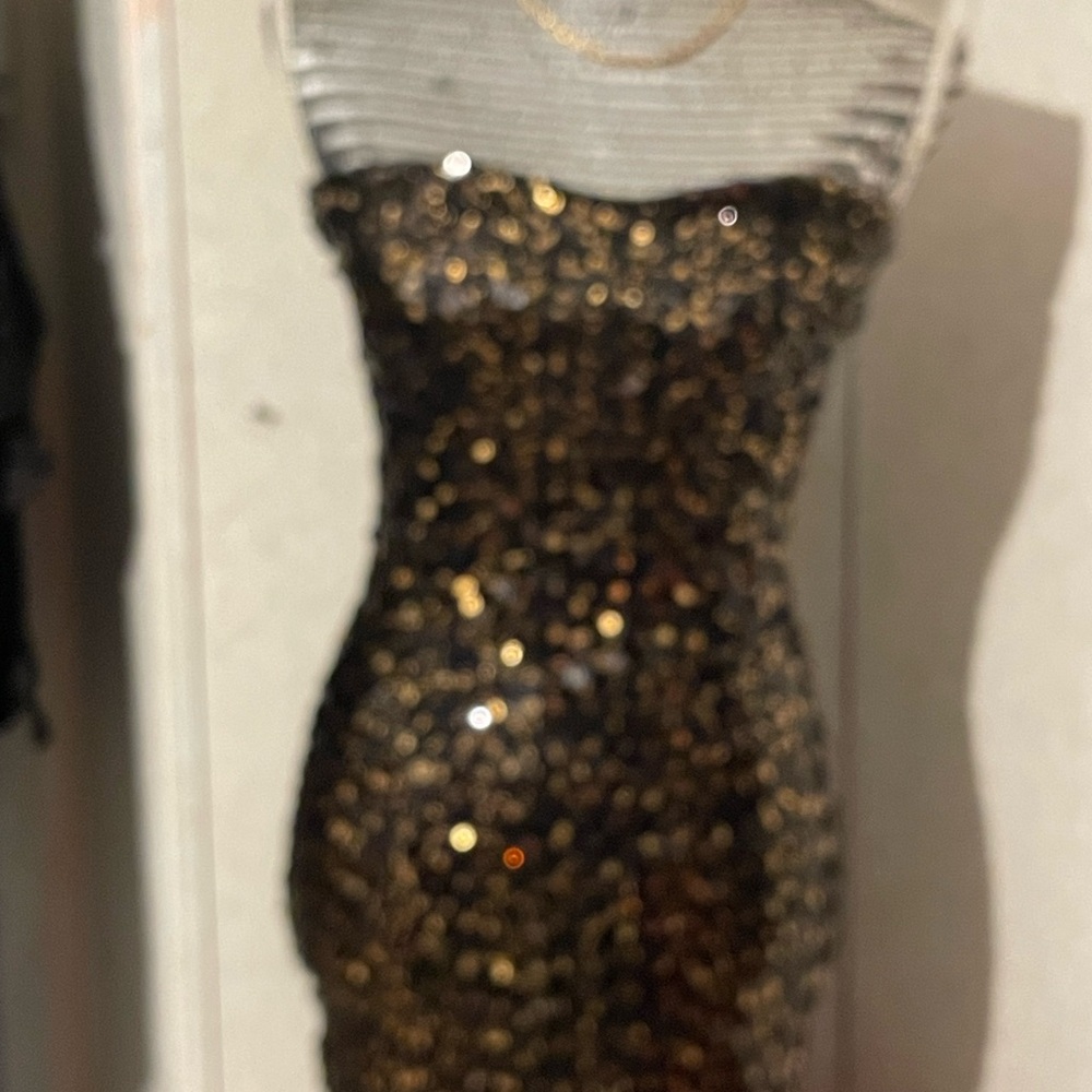 H&M Gold Sequin Strapless Bodycon Dress